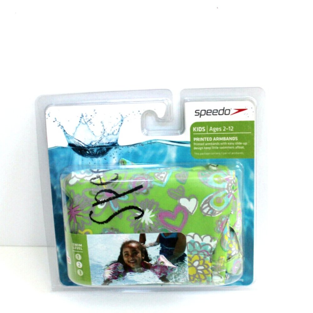 Speedo Begin To Swim Kids Printed Armbands Swim Level 2 Ages 2-12 - Green